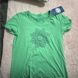 Life Is Good Green Graphic Fitted T-Shirt